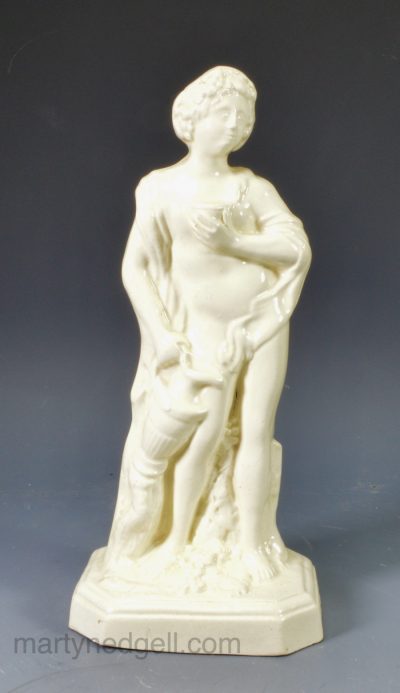 Creamware pottery figure of Bacchus, circa 1780 possibly Wood family