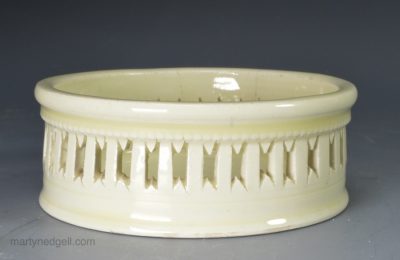 Creamware pottery pierced coaster, circa 1800