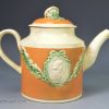 Small creamware commemorative Admiral Rodney teapot, circa 1790
