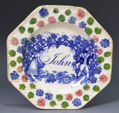 Pearlware pottery child's plate "John", circa 1830