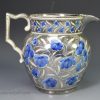 Pearlware pottery jug decorated with silver resist lustre and underglaze blue, circa 1820
