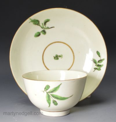 Worcester porcelain tea bowl and saucer decorated at the James Giles workshop in London, circa 1760