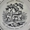 Pearlware pottery child's alphabet plate Æsop's Fables The Leopard and the Fox, circa 1830