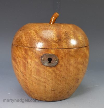 Fruitwood apple tea caddy, circa 1800