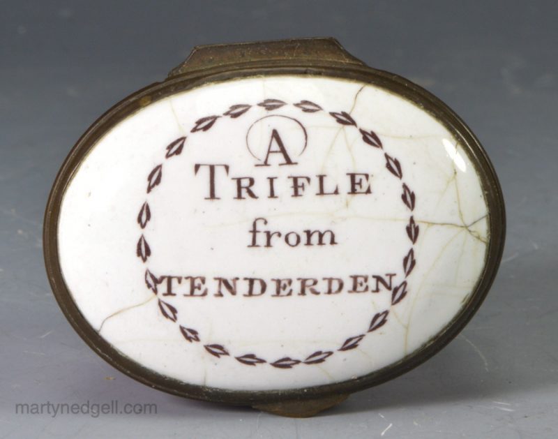 Bilston enamel box, circa 1780 "A Trifle from Tenderden"