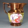 Small copper lustre jug decorated with Adam Buck type prints, circa 1830