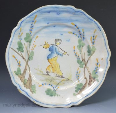 French tin glaze pottery plate, circa 1900