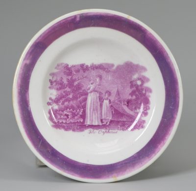 Porcelain cup plate printed with The Orphans, circa 1820