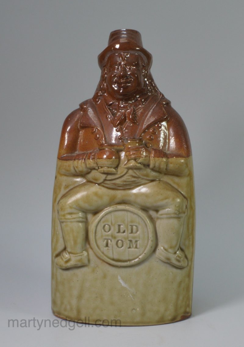Saltglaze stoneware flask "Old Tom", circa 1840, Oldfields & Co Brampton