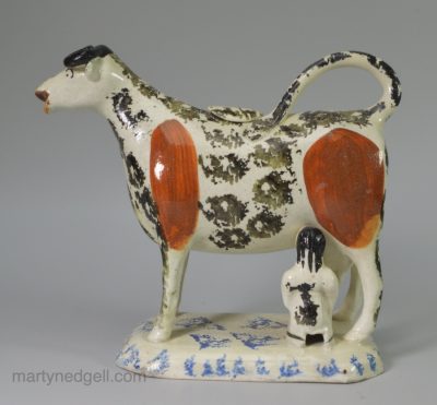 Pearlware pottery cow creamer, circa 1820