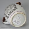 Pearlware pottery commemorative jug, Queen Caroline and the Green Bag, circa 1821