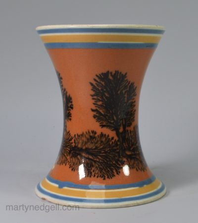 Pearlware pottery spill vase with dendritic mocha decoration, circa 1820