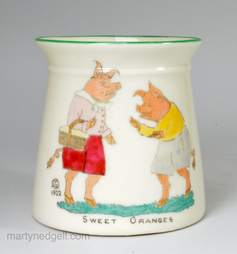 Porcelain child's mug "Sweet Oranges", circa 1922, W. Goss