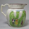 Swansea pearlware pottery comemorative jug "Buonaparte Dethroned April 1st 1814"