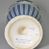 Pearlware pottery vase decorated with powder blue slip and dark brown checker inlay, circa 1780, possibly Leeds Pottery