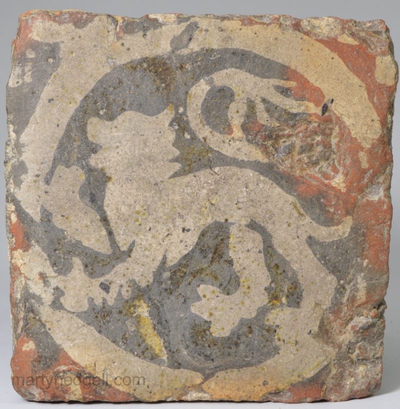 English medical encaustic tile, circa 14th century
