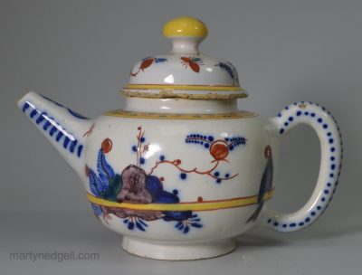 Dutch Delft polychrome teapot, circa 1750