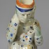 Martha Gunn pottery pipe decorated with high fired enamels under a pearlware glaze, circa 1820