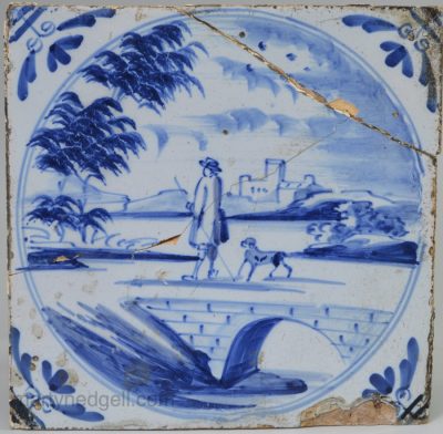 London delft tile, circa 1750