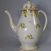 Prattware pottery coffee pot decorated with high fired enamels under a pearlware glaze, circa 1820