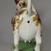 Pearlware pottery cow creamer decorated with overglaze enamels, circa 1820