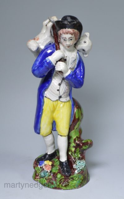 Staffordshire pearlware pottery figure "Lost Sheep Found", circa 1820