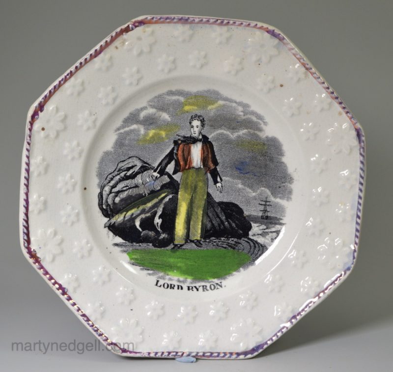 Pearlware pottery child's plate "Lord Byron", circa 1840