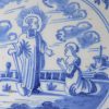 Dutch Delft biblical tile Christ appearing to Mary Magdalene after his resurrection, circa 1750