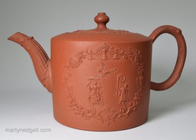 Staffordshire red stoneware pottery teapot, circa 1770