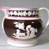 Pearlware pottery jug with copper lustre and pink lustre decoration, circa 1820