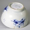 Small Lowestoft porcelain slop bowl painted in blue, circa 1780