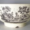 Creamware pottery bowl decorated to the centre with a ship print, circa 1780