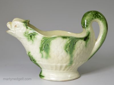 Creamware pottery fish sauce boat, circa 1780