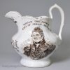 Commemorative pearlware pottery jug made for the Coronation of William IV in 1830