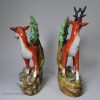 Large pair of Staffordshire bocage deer, circa 1820