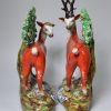 Large pair of Staffordshire bocage deer, circa 1820