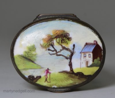 Bilston enamel patch box, circa 1790