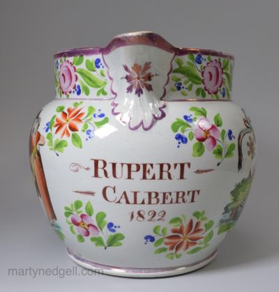Pearlware pottery jug, Rupert Calbert (Sic) 1822
