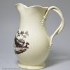 Creamware pottery jug decorated with a print in black, circa 1790