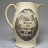 Creamware pottery jug commemorating the Peace of Amiens in 1802