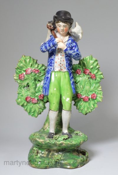 Staffordshire pearlware pottery bocage figure "The Lost Sheep Found", circa 1820
