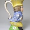 Staffordshire pearlware pottery jug moulded as John Liston in the part of Paul Pry, circa 1820