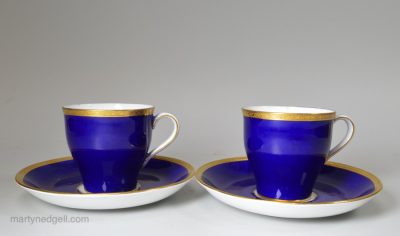 Pair Minton coffee cups and saucers made for Davis Collamore & Co. New York, circa 1915