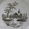 Leeds pearlware pottery plate decorated with underglaze transfer print, circa 1820