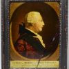Small pair of reverse prints on glass, George III and Queen Charlotte, circa 1790
