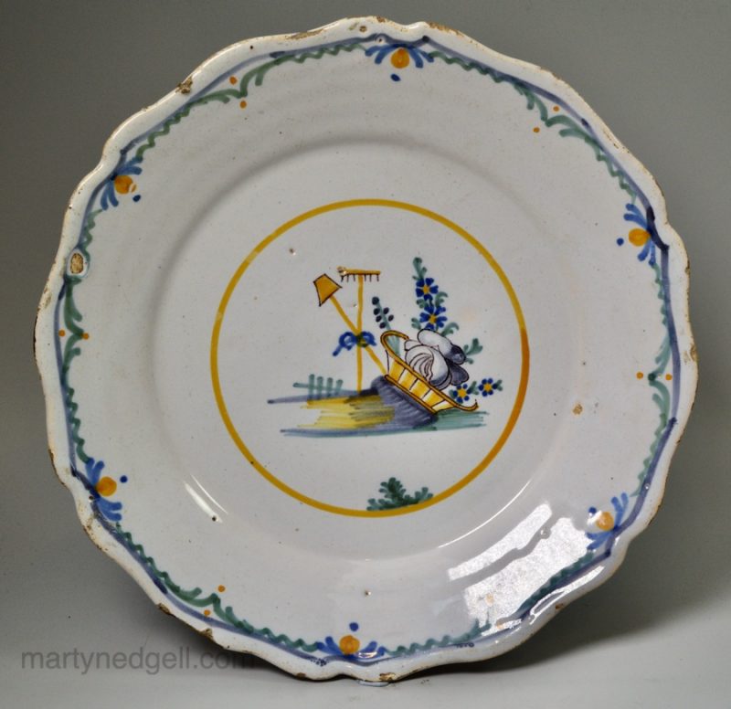 French tin glaze revolutionary plate, circa 1790, probably Nevers