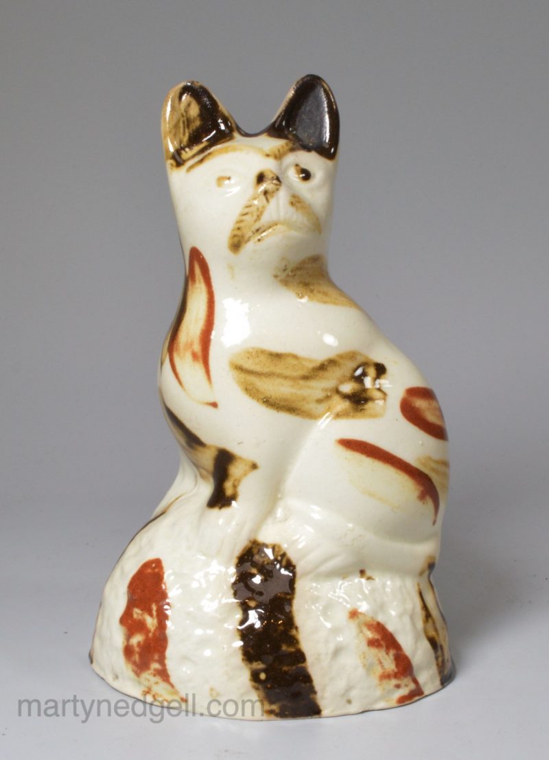 Creamware pottery cat, Bovey Tracey, circa 1790