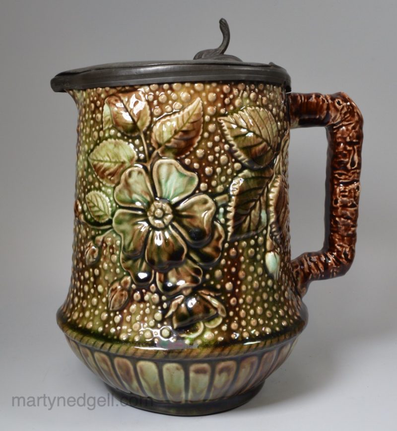 Majolica pottery jug, circa 1875