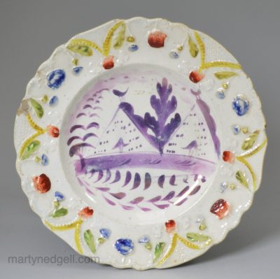 Pearlware pottery child's plate with lustre decoration, circa 1830