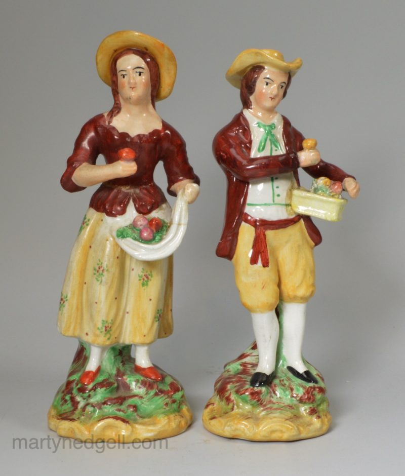 Pair of Kent type Staffordshire figures, circa 1920